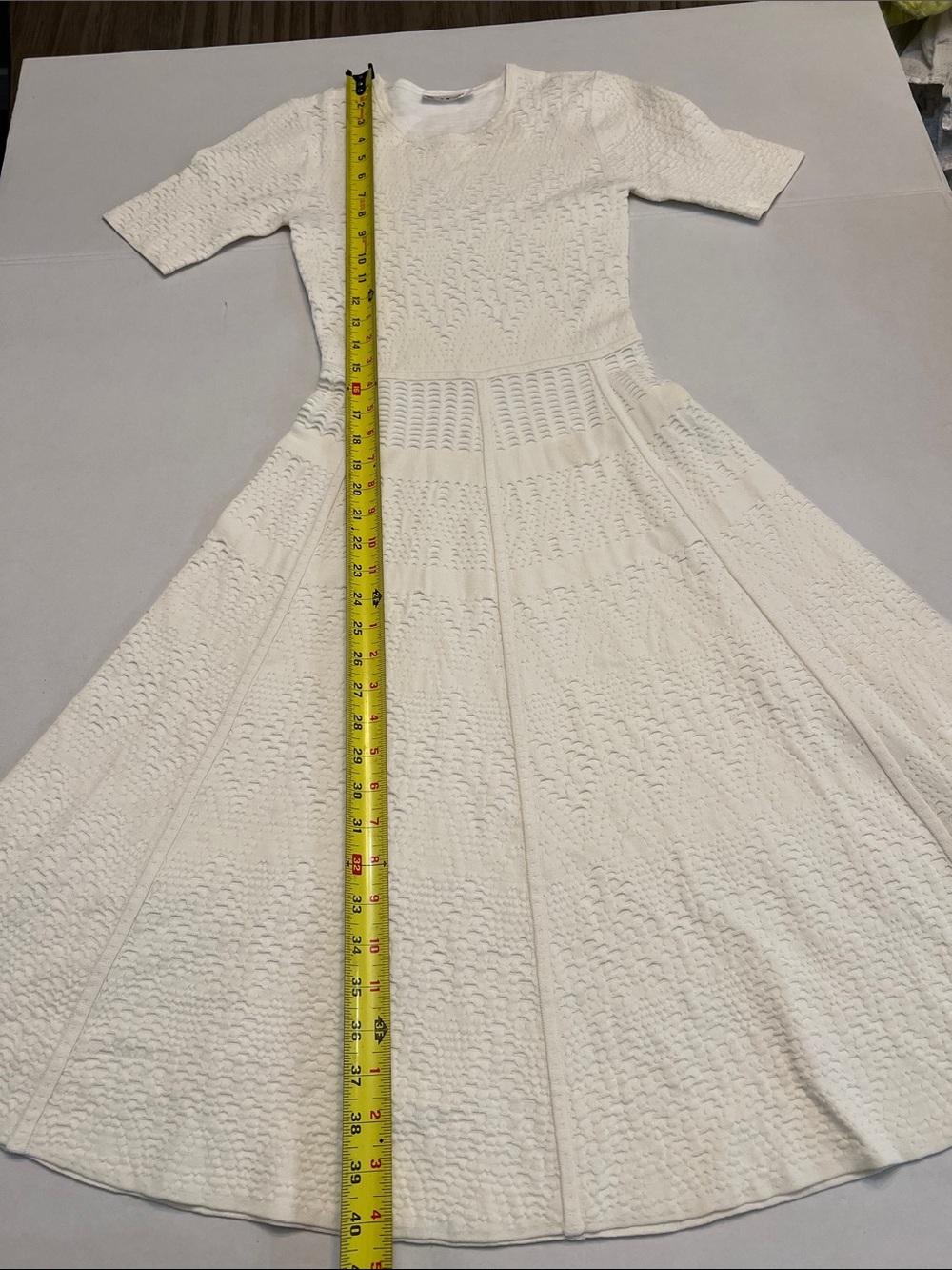 A.L.C. WHITE KNIT STRETCHY SCOOP NECK MIDI DRESS SIZE XS - Picture 13 of 15